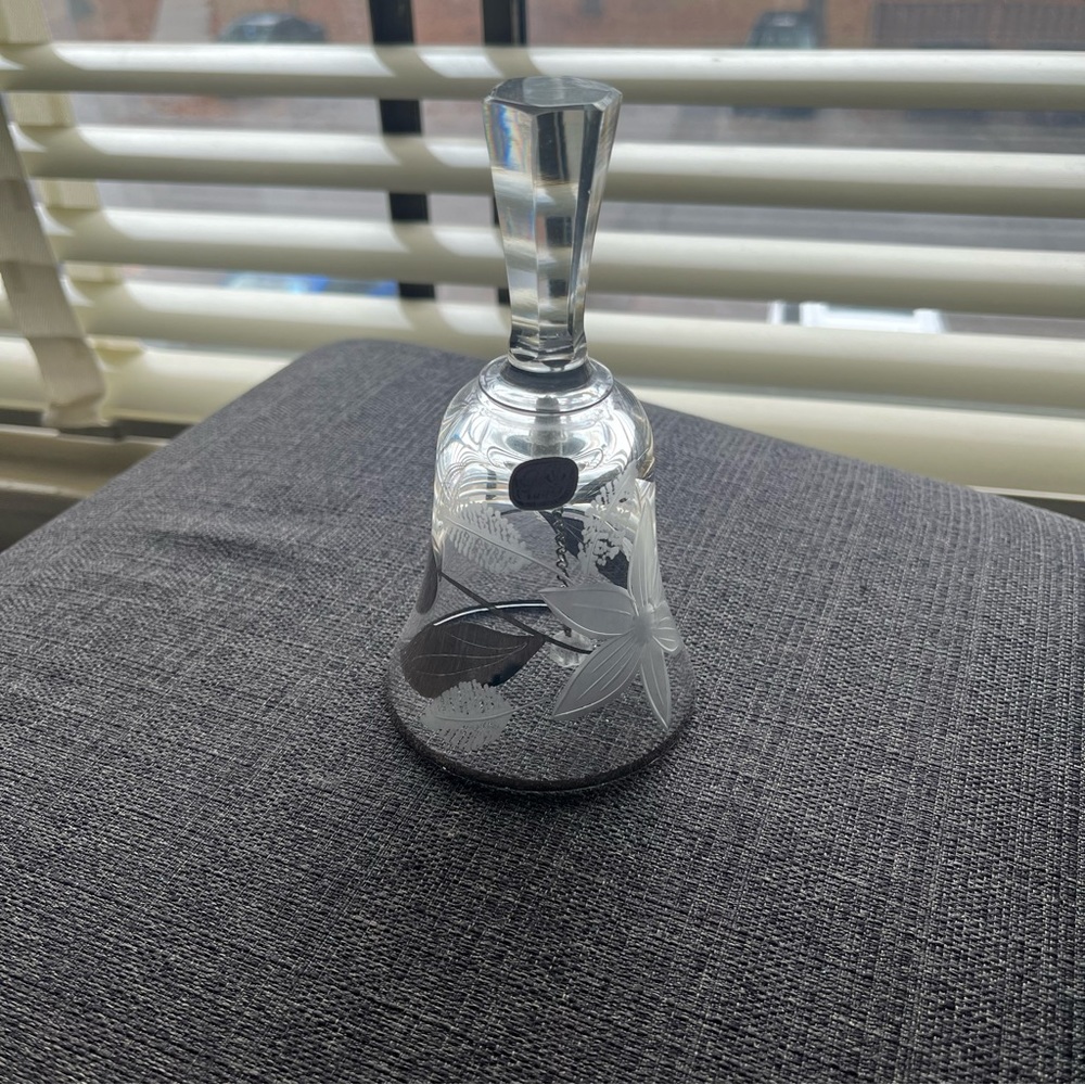 Crystal dinner bell vintage etched hand cut